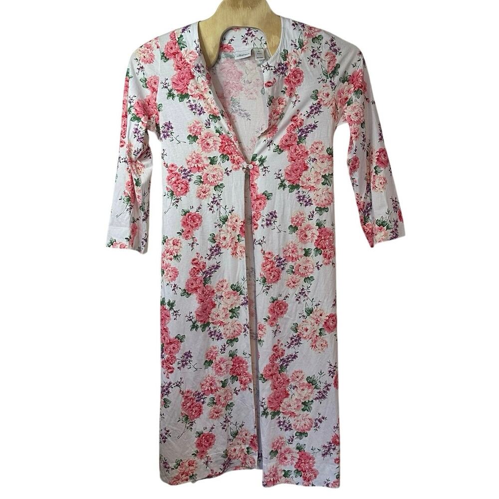The Vermont Country Store Floral Cottagecore Coquette Romantic Robe Size M - Picture 2 of 14